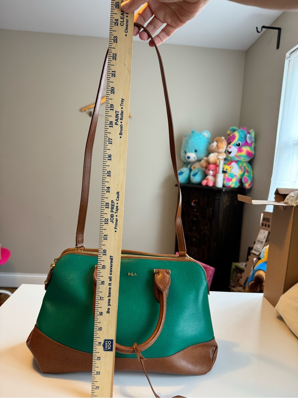 Lauren Ralph Lauren Green Leather Dome Satchel Crossbody Bag - Picture 10 of 13